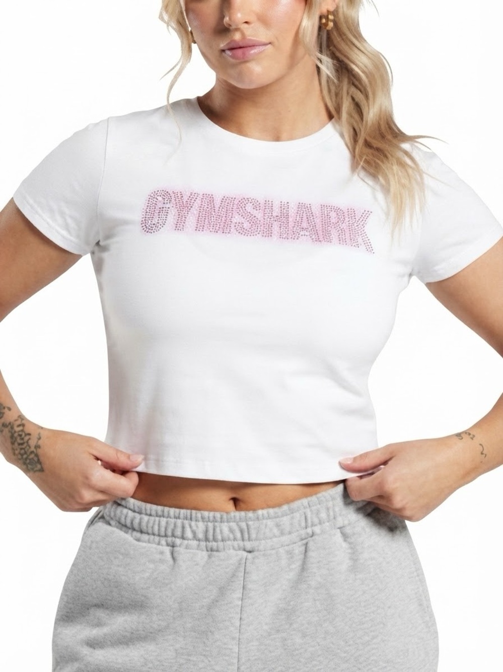 Gymshark NWT Diamanté Baby Tee T-Shirt Top
